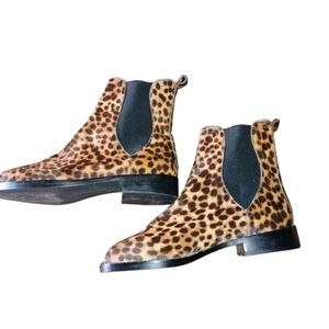 New  Rebecca Minkoff Chelsea Boots 7.5 Leopard Calf Hair Statement